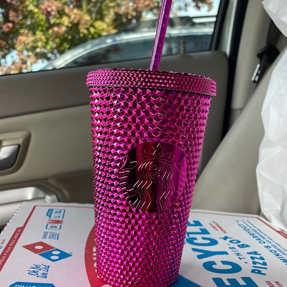 SUPER RARE Rasberry metallic  Starbucks tumbler grande. Nwt